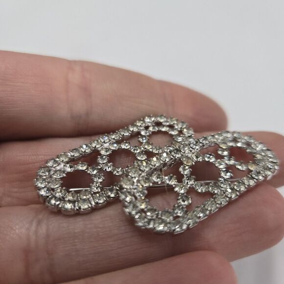 Vintage Unique Kramer New York Clear Crystal Rhinestone Brooch Pin Art Deco - Picture 5 of 6